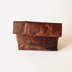 KAMIBUKURO(紙 袋) small 国内本牛革製　ブラウン 2枚目の画像