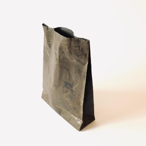 KAMIBUKURO(紙 袋) small 国内本牛革製 カーキ 2枚目の画像