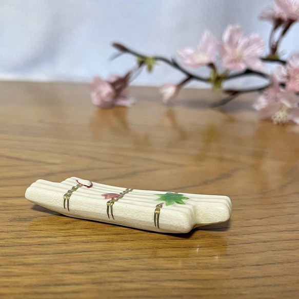 京焼　清水焼　美しい日本語・花筏（はないかだ）箸置き 2枚目の画像