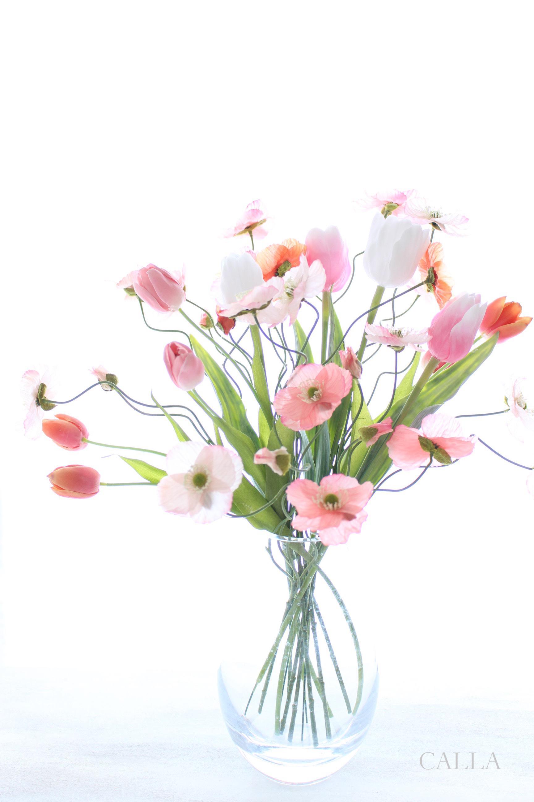 春風感じる伸びやかお花アレンジセット〜poppy&tulip〜