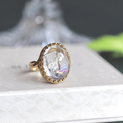 真鍮☆希少☆水入りアイリスクォーツAAA☆11〜17号フリーサイズ