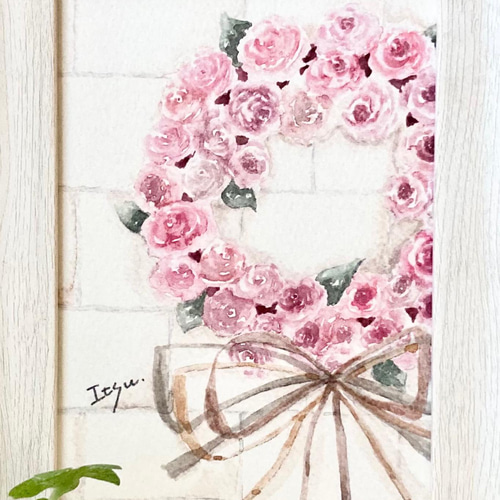 水彩画 花 原画 絵画 バラ 薔薇 A4