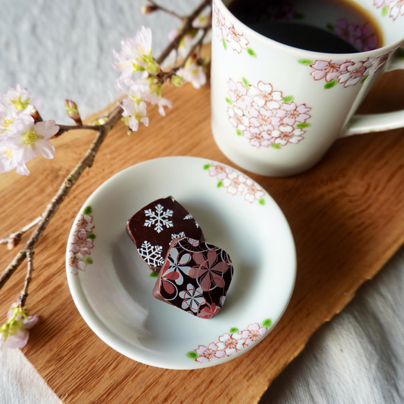 【再販】葉桜紋豆皿 約9.7cm 4枚目の画像