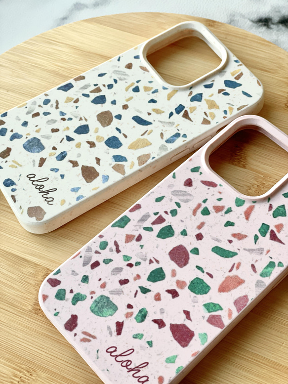 名入れ♪地球に優しいエコ素材♡シーグラス 天然素材のiPhoneケース ホワイト SEA GLASS 海の贈り物 5枚目の画像