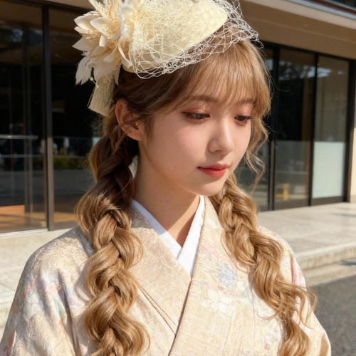 トーク帽 アイボリー トークハット 卒業式 髪飾り 和装 ヘッドドレス