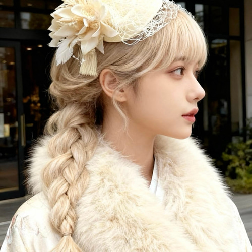 トーク帽 アイボリー トークハット 卒業式 髪飾り 和装 ヘッドドレス