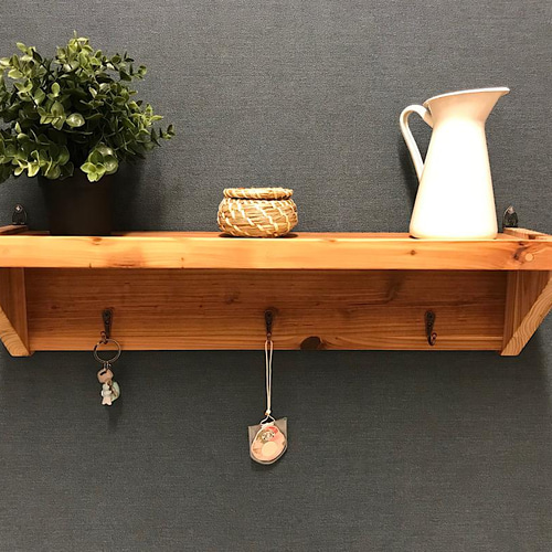 ウォールシェルフ 壁掛け棚 落下防止 2個セット 天然木 壁掛け