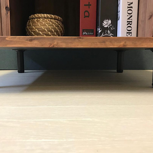【送料無料】 ローテーブル 正方形 60cm 2段収納 スギ アイアン固定脚