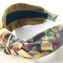 リバティの結びカチューシャ　  ドーセットローズ　グレー 2枚目の画像