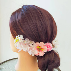 桜と小花の髪飾り ヘアパーツ 1枚目の画像