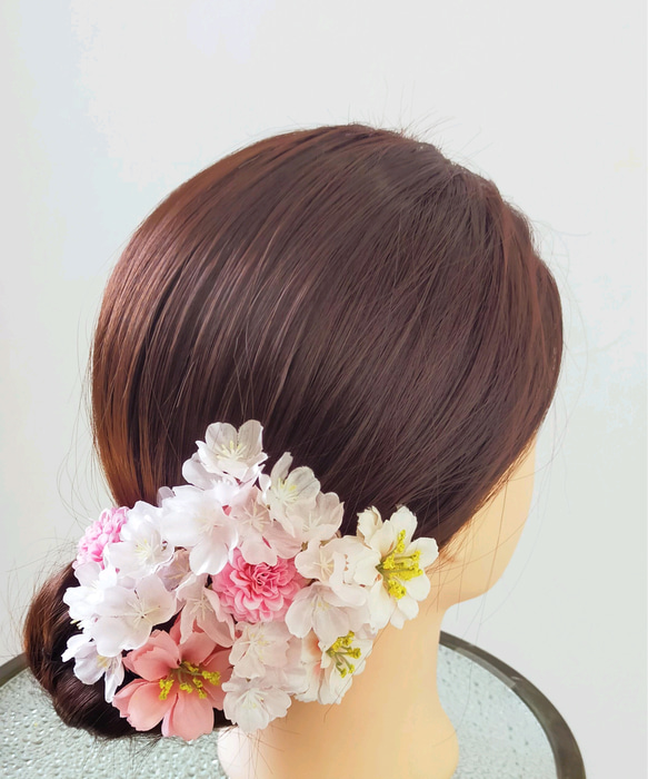 桜と小花の髪飾り ヘアパーツ 5枚目の画像