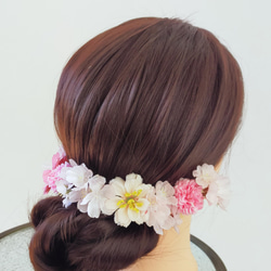 桜と小花の髪飾り ヘアパーツ 2枚目の画像
