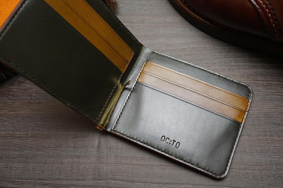 Country:カントリー / Green 〜クロムエクセルレザーのマネークリップ〜【受注制作品】 5枚目の画像