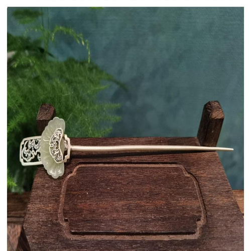 アジアの手仕事 天然石 かんざし 簪 1本 ヘアスティック ピン シルバー