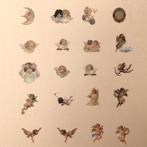 定形郵便、20種類。可憐な天使たちのステッカーシール （天使