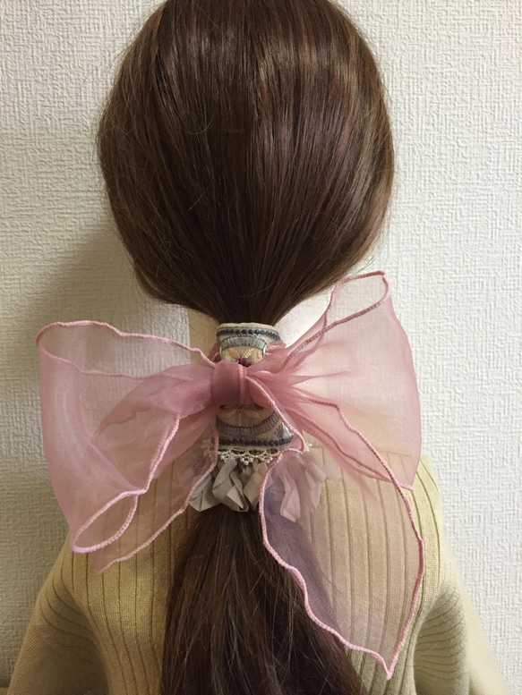 デカリボン インド刺繍 リボン ポニーフック ラップリボン