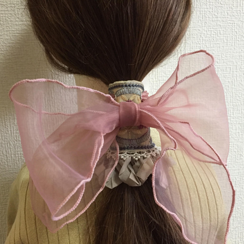 デカリボン インド刺繍 リボン ポニーフック ラップリボン リボン