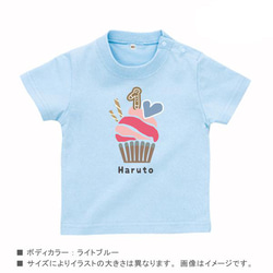 new✻スイーツ[ カップケーキ]  名入れ 半袖Tシャツ　誕生日【商品番号 st-birth33】 2枚目の画像