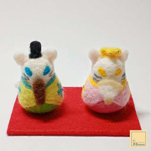 受注製作 犬と猫の羊毛フェルトひな祭り人形セット (ねこのき 受注製作 犬と猫の羊毛フェルトひな祭り人形セット (ねこのき