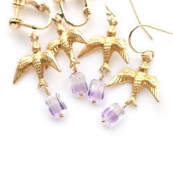 雙色紫水晶和燕子耳環（耳環） 第6張的照片