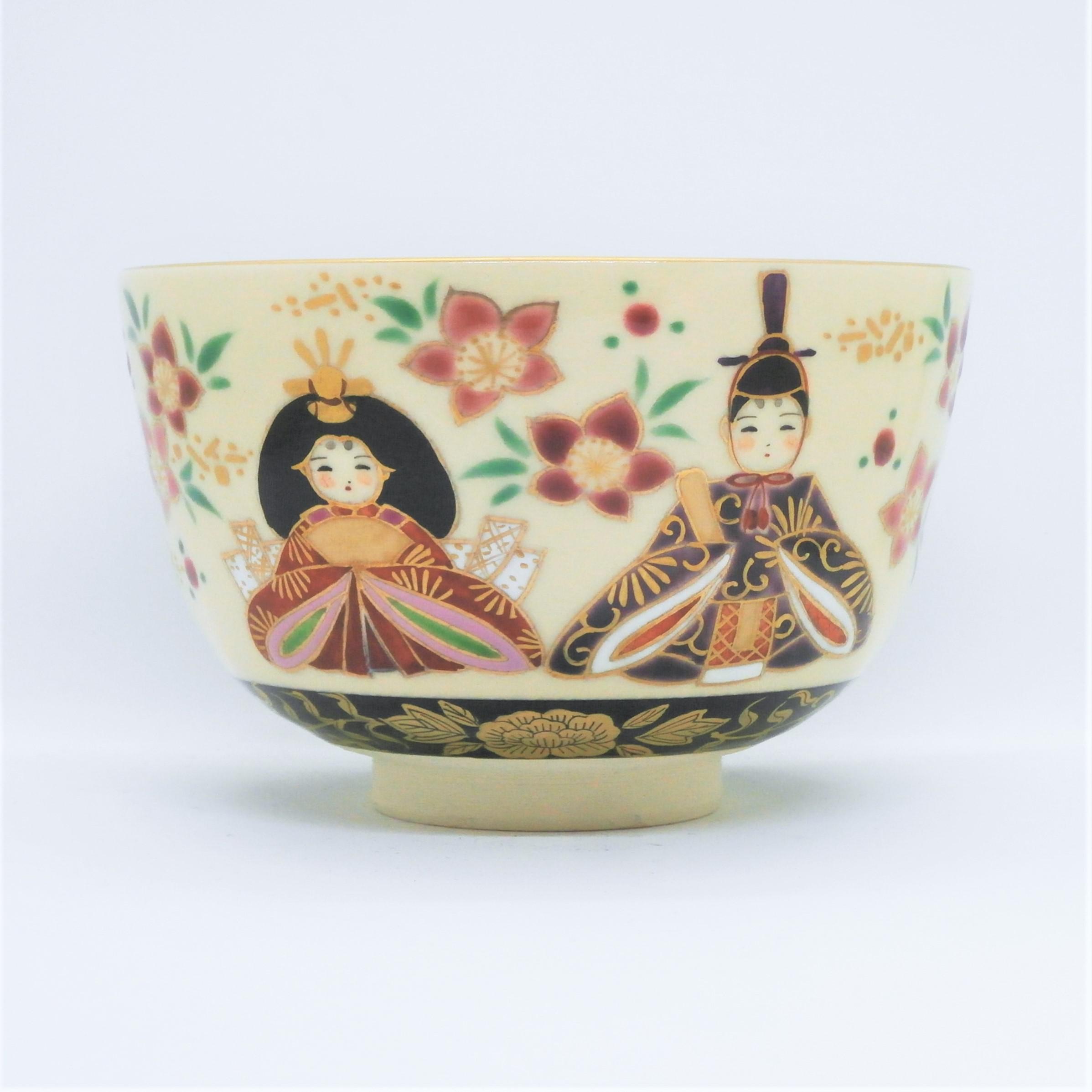 茶盌「内裏雛」京焼・清水焼　京都　伝統工芸品　京焼　清水焼　色絵　金彩　抹茶茶盌