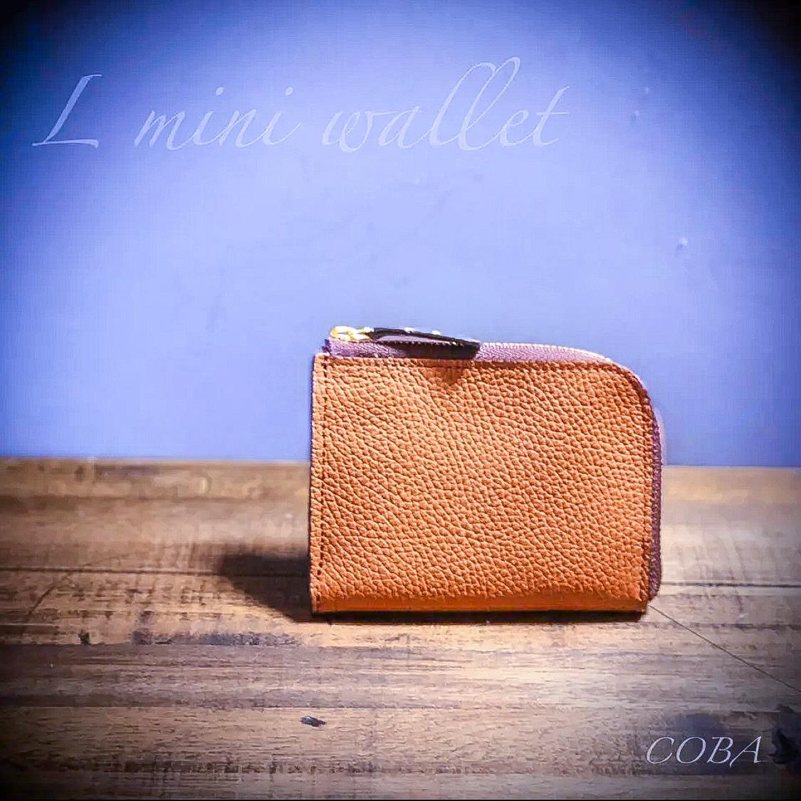 L字ジッパーミニ財布キャメル