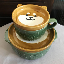 柴犬大學-日式柴犬泡麵碗蓋組 杯蓋組 咖啡杯 點心盤 泡麵碗 第3張的照片