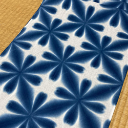 7223* 手染め 高級さらし生地 540cm 夏色三色のブロック型雪花絞り♡ お客様絞り染め作品集 作品No.57 Collection of customers