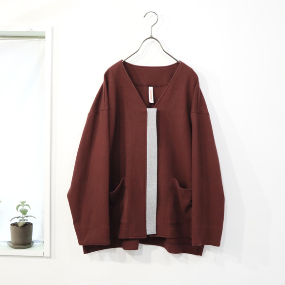 double-knit zip cardigan (bordeaux) 1枚目の画像