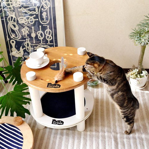 テーブルからネコさんが顔を出す！「キャットカウチ」【猫穴テーブル