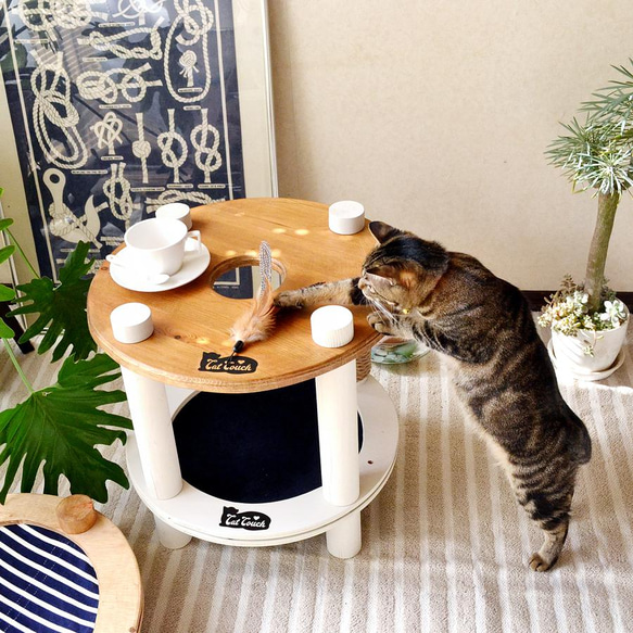 テーブルからネコさんが顔を出す！「キャットカウチ」【猫穴テーブルセット】 3枚目の画像