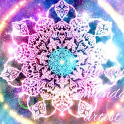 ピンクガネーシャ】“夢を叶えるサポート”曼荼羅アート 絵画 fuwari