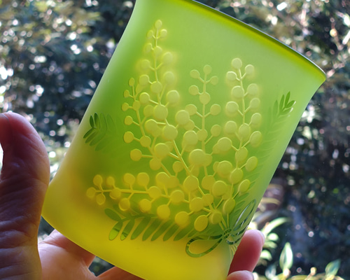 ミモザ」 ロックグラス サンドブラスト グラス 恋するグラスたち 通販