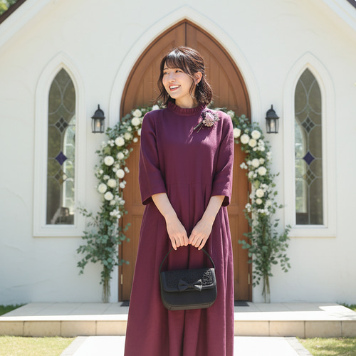 10色 夏のフォーマルにも 二の腕隠れる七分袖 冠婚葬祭対応 フリル襟