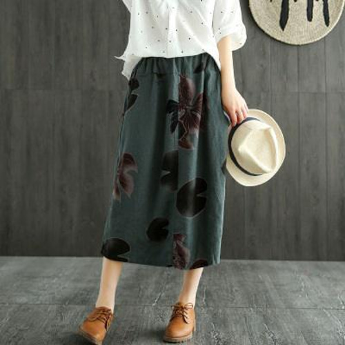 柄 スカート ロング プリーツ スカート 花 柄 ロング スカート 小花 柄