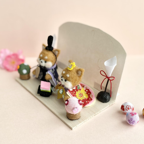 受注製作】ひな祭り 柴犬雛人形 羊毛フェルト 羊毛フェルト koyuki