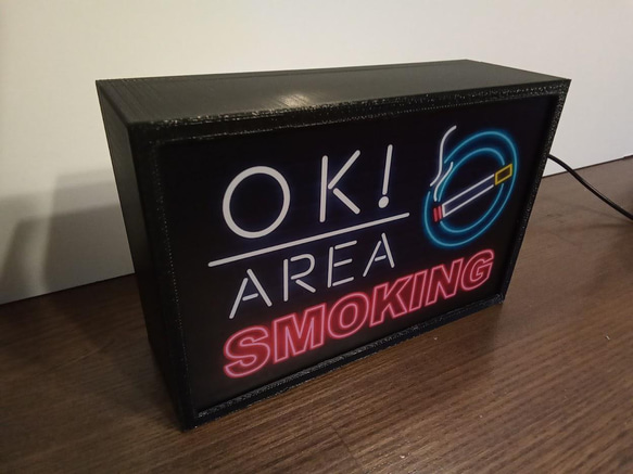 喫煙OK! スモーキングエリア 喫煙室 アメリカン ミニチュア サイン 看板 玩具 置物 雑貨 LEDライトBOXミニ 4枚目の画像
