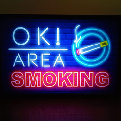 喫煙OK! スモーキングエリア 喫煙室 アメリカン ミニチュア サイン 看板 玩具 置物 雑貨 LEDライトBOXミニ 1枚目の画像