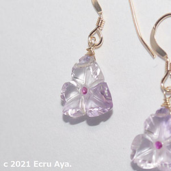 * 春天 * 紫水晶花雕耳環 第6張的照片