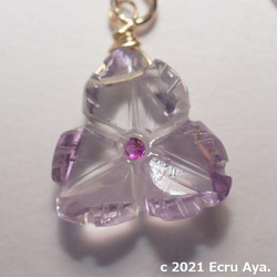 * 春天 * 紫水晶花雕耳環 第2張的照片