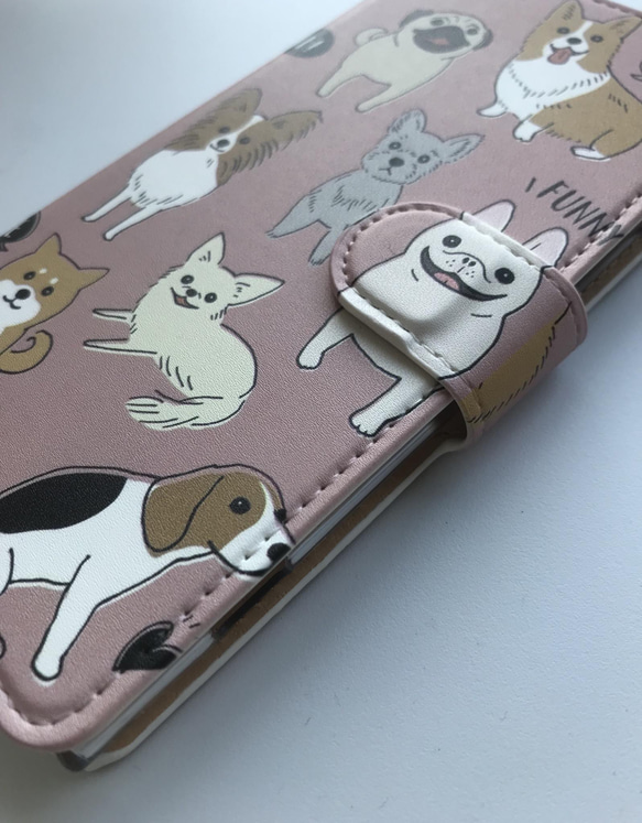 全機種対応 スマホケース スマホカバー 手帳 iPhone アイフォン 犬 ドッグ コーギー パグ 3枚目の画像