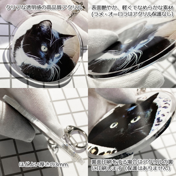 送料無料｜オーダーメイド-ペットの写真でアクリルキーホルダー/ストラップ/チャーム/バッジ 猫 犬：フォト 3枚目の画像