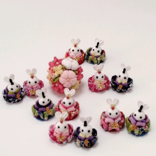 小さなちりめん細工歳時記「ひな祭り」 コインサイズのミニチュア