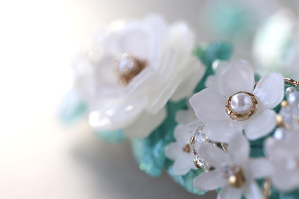 白色花園*髮夾（8 厘米）珍珠，白色，閃光 第7張的照片