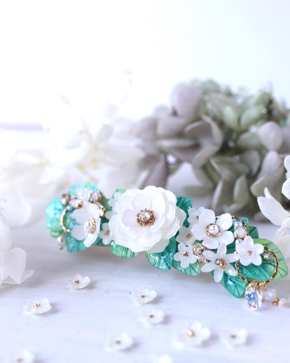 白色花園*髮夾（8 厘米）珍珠，白色，閃光 第14張的照片