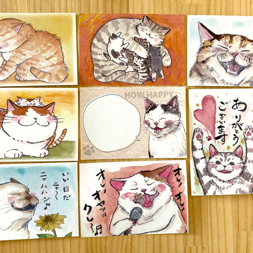 猫のポストカード：思いを伝える：お得8枚セット ポストカード GoAya 