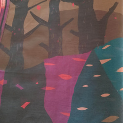絹子のさすらいの人のストール　-オリジナルデザイン- (コットンシルク スカーフ) 6枚目の画像