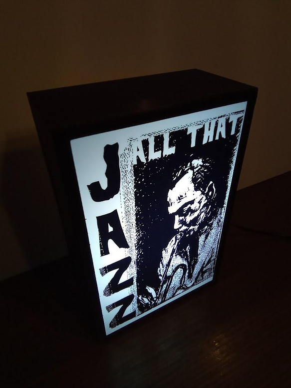アメリカン オールド ジャズ サックス 版画風 ポップアート ミニチュア 看板 置物 雑貨 LEDライトBOXミニ 2枚目の画像