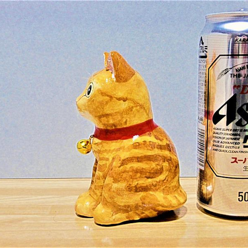 アメリカンショートヘア（茶トラ猫）（大）置物＃120（紙粘土と