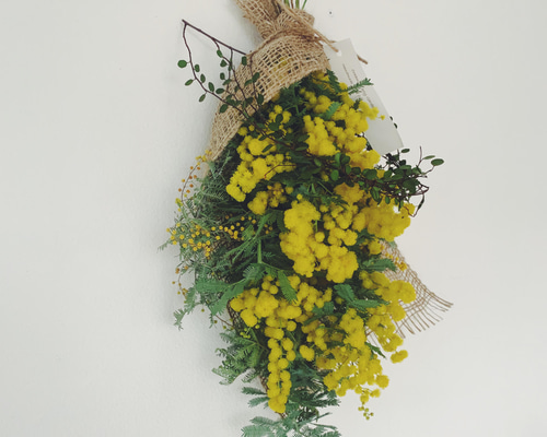 7.ミモザスワッグ ドライミモザ（スワッグ40）とワイヤープランツリースC スワッグ